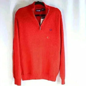 NWT Chaps Size M Red 100% Cotton 1/4 zip mock neck sweater